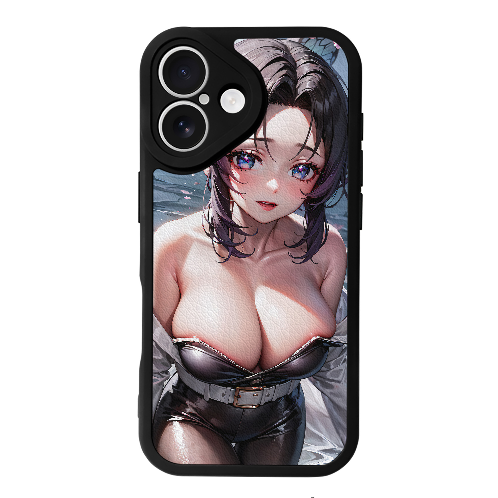 （画像用） 鬼滅の刃（きめつのやいば）蟲柱-胡蝶 しのぶ／こちょう しのぶ Kochou Shinobu 【iPhone 16シリーズ対応】シリコンスマホケース（レザー調） 材質：シリコン